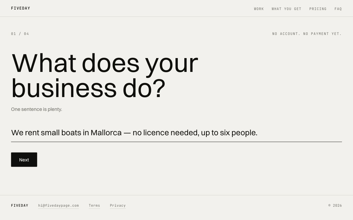 The first question of the brief, with a one-sentence answer typed into it.