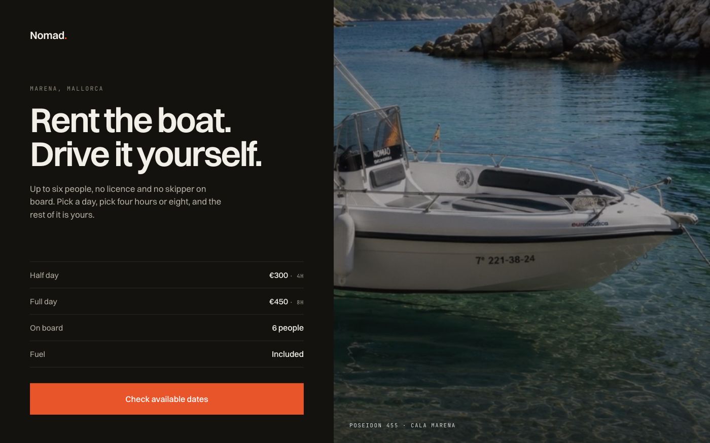 The second direction: the same page split down the middle, with the prices set as a list.